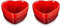 Le Creuset Set de 2 Ramequins Cœur en Céramique, 350 ml Chacun, Cerise, 69084300600031