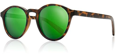 SUNGAIT Damen Retro Polarisierte Sonnenbrille Mit TR90 Rahmen Sonnenbrille Vintage Round Style für UV400 Schutz (Bernstein Rahmen (Mattes Finish)/Grüne Verspiegelt Linse)
