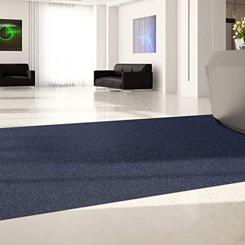 KARAT Schmutzfangmatte Hongkong auf Maß - Meterware - 10mm hohe, robuste Eingangsmatte - strapazierfähige Sauberlaufmatte (Blau, 100 cm x 100 cm)