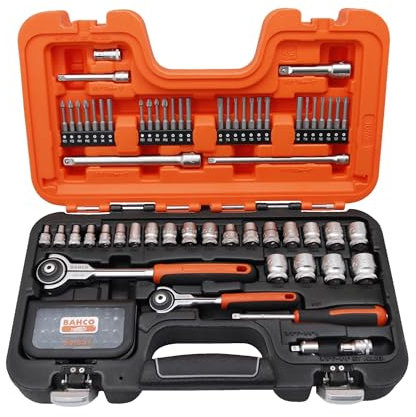 Bahco SW91 91 Piece 1/4″ and 3/8″ Drive Metric Hexagon Socket Set with Swivel Head Ratchet