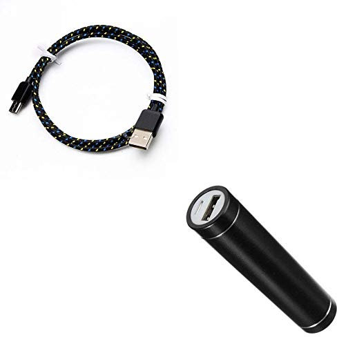 Pack Batterie pour XIAOMI Mi Note 10 Pro Smartphone Type C (Cable Tresse 3m + Batterie Chargeur Externe) Android 2600mAh (Noir)