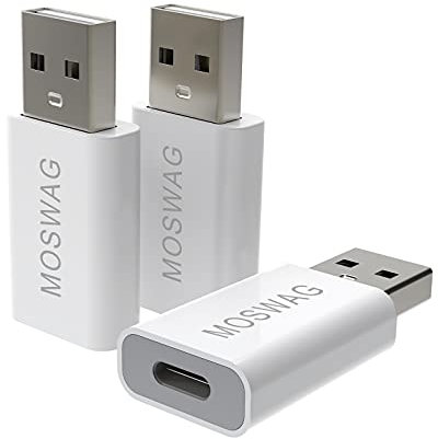 MOSWAG 3 Packungen USB C auf USB Adapter USB Stecker auf USB C Buchse Adapter USB C Adapter Kompatibel mit Mag Safe Ladegerät,i Mac,Mac Book Pro,Mac Book,Laptops,PC,Computer und mehr