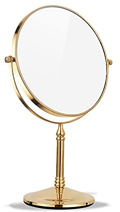 Dowry Miroir sur Pied Maquillage Miroir Grossissant x7 Miroir de Table Doré Base Métallique Antidérapante Lestée Rotation à 360° Miroir Cosmétique Double Face pour Maison,Hôtel,Salon de Beauté
