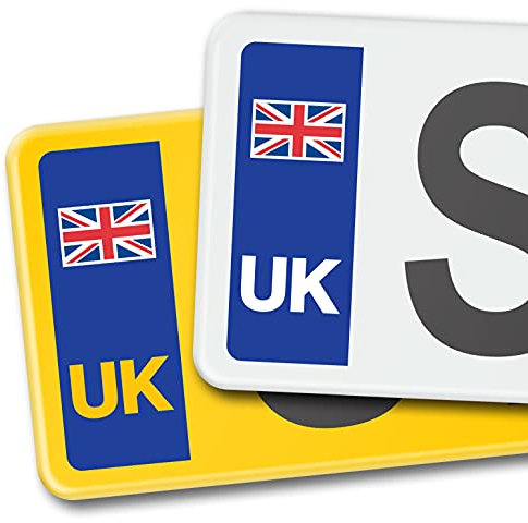 Signs247 Car Number Plate Vinyl Stickers - Durable UK Union Jack Flag and United Kingdom EU Design - Ideal UK Number Plate Stickers For Europe Travel - Weather Resistant, Easy-to-Apply Decals