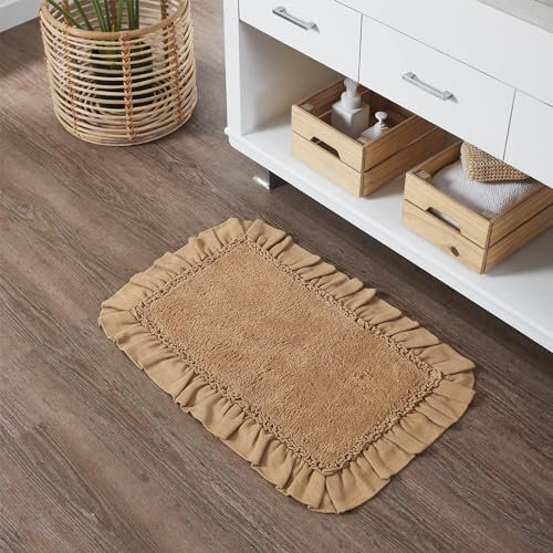 VHC Brands Sackleinen-Badematte, gerüscht, natürliches Hellbraun, 20 x 30 cm