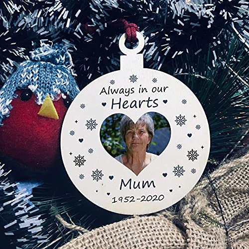 PERSONALISED Photo Christmas Tree Bauble Decoration Memorial Plaque