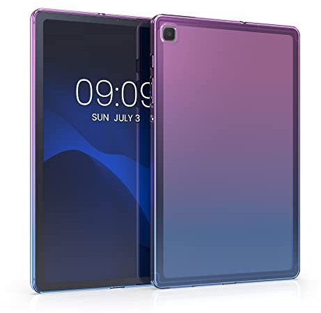 kwmobile Carcasa Compatible con Samsung Galaxy Tab S6 Lite (2024/2022/2020) - Funda para Tablet de TPU - Bicolor Violeta/Azul/Transparente