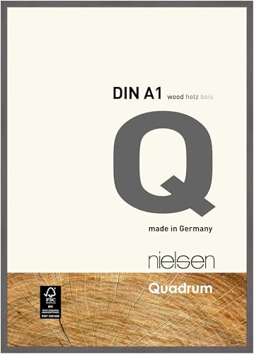 nielsen Quadrum Wooden Picture Frame - Grey A1, 59.4x84.1cm - with Float Glass and Easy Push-Turn Clips - for Photos and Art