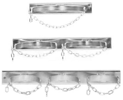 Gasflaschen-Wandhalterung für 10 Liter-Flaschen | 1x, 2x oder 3x Flaschen | max. Ø 140 mm | mit Kette und Montagelochung, verzinkt (3x 10 L Flasche)
