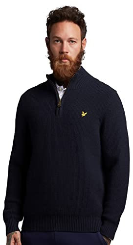 Lyle & Scott Mens Quarter Zip Jumper Dark Navy XXL