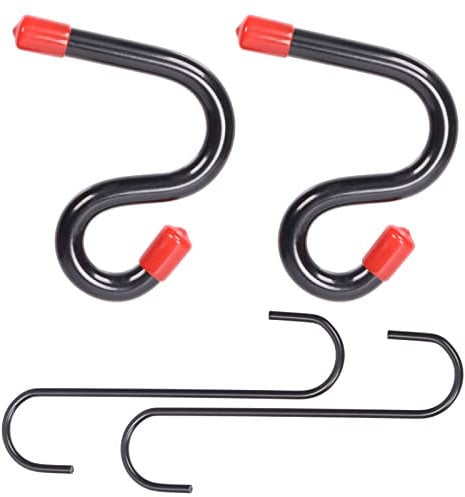 Tanstic 4Pcs Black Steel Lower Control Arm Prying Tool with Brake Caliper Hooks, Suspension Specialty Bushing Tool with Rubber Tips, Brake Caliper Hangers Hooks for Automotive