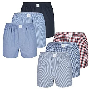 MG-1 Herren Boxer 6-Pack Classics Boxershorts Unterwäsche Unterhose Baumwolle Shorts Webboxer - Mix 4