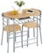 Yaheetech 3 Piece Dining Room Set, Modern Round Dining Table & Chairs Set for 2, Compact Breakfast Bar Table Set with Metal Legs and Shelf, Built-in Wine Rack for Dining Room, Living Room, Natural