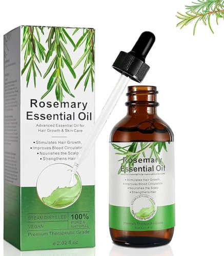 Rosmarinöl Haare, Ätherisches Rosmarinöl für Haarwachstum und Hautpflege, Naturreines Rosmarin Öl Stimuliert das Haar Dickeres Volleres, Nährt die Kopfhaut, Augenbrauen und Wimpern