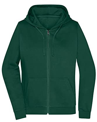 James & Nicholson Damen Basic Kapuzen-Sweatjacke - Leicht taillierte Sweatjacke mit Kapuze | Farbe: Dark-Green | Grösse: XXL
