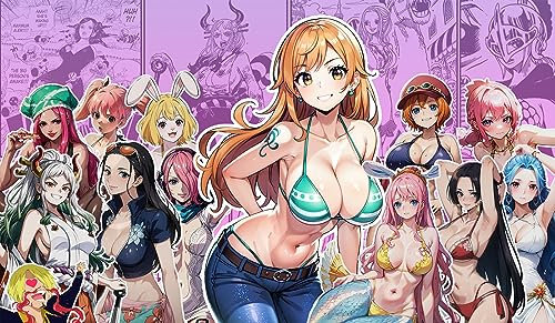 WAIFUWORLD SHOP One Piece Spielfeld Waifu Spielmatte mit Zonen | Trading Card Game Waifu Playmat kompatibel mit dem One Piece Trading Card Game | Kartenspielmatte im Waifu Motiv