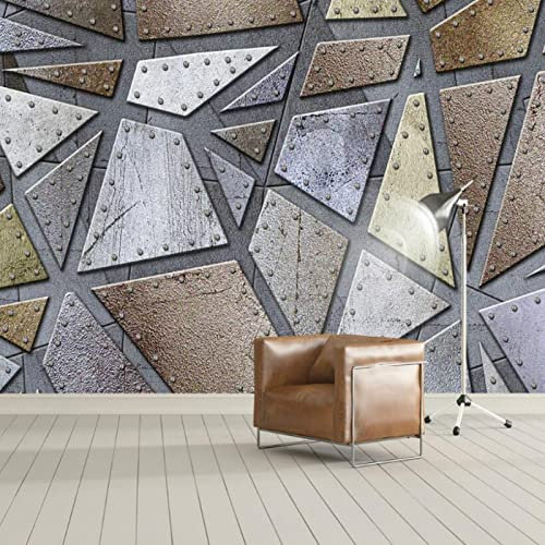 TANYANG Figures Géométriques Métalliques Papiers Peints 3D Pour Mur 3D Papier Mural Vintage Peinture Décorative Toile De Fond Peinture Murale 250Cm(W)×175Cm(H)