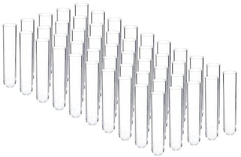 PATIKIL 3ml Plastik Teströhren 50Stk 60x12mm Rohre für Wissenschaftliche Versuche Party Dekoration Süßigkeiten Perlen Lagerung Badewanne Salz Labor Verwendung Klar