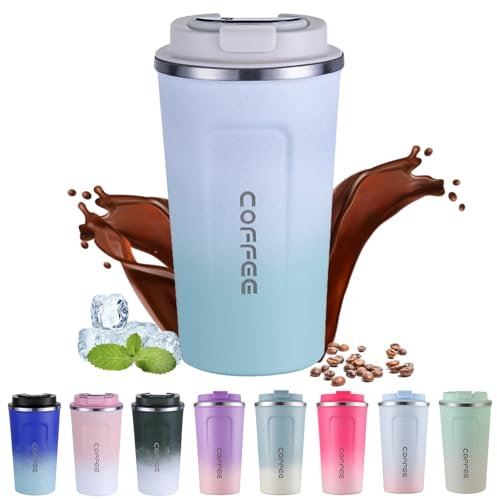 EACHPT Tazza Termica per caffè, Thermo Coffee Mug-to-Go 510ml da Termos Caffè in Acciaio Inossidabile senza BPA, tazza da caffè con Coperchio, per caffè caldo/freddo, tè e