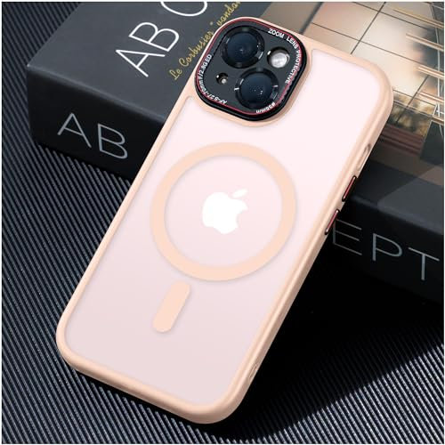 JUESHITUO Verteidiger Serie für iPhone 13 Hülle für MagSafe (Mit Integrierter Kameraschutz) [TOP N56 Starke Magnete] Stoßfest Kratzfest Matt Handyhülle iPhone 13 Case Rosa - 6,1