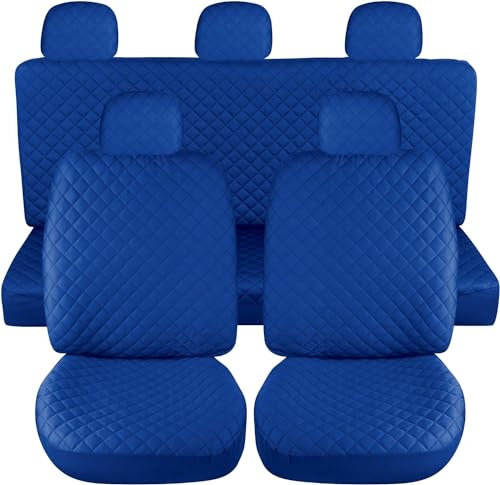 Susy Shop Coprisedili Auto Universali, Anteriori e Posteriori, Compatibilità Universale Montaggio Semplice (Set Completo, Blu Royal)