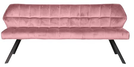Vintagehaus Esstischbank Polsterbank Raster Samt 180 Rosa