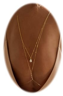 Pearl Backdrop Necklace for Backless Dress Back Necklace Bridal Long Gold Drop Back Chain Body Jewelry