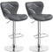 Yaheetech Juego de 2 Taburetes Altos de Bar Diseño Moderno de Cocina Altura Ajustable con Respaldo como Concha de Mar 360° Giratorio Gris Oscuro