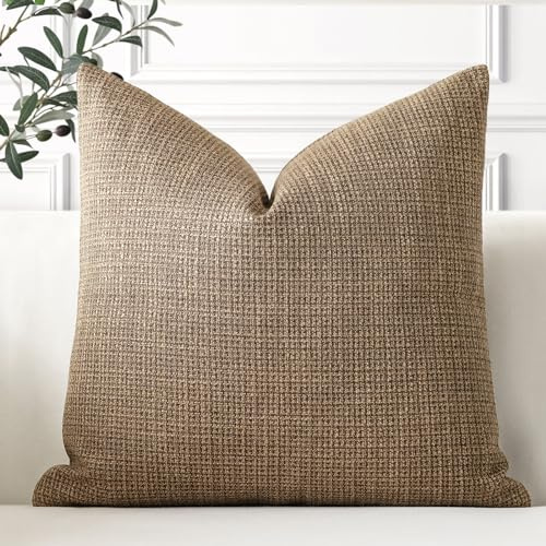 Artscope 1er Set Kissenbezug Einfarbig Wurfkissenbezug Leinen Kissenbezüge 50x50cm Moderne Dekokissen Kissenhülle Set Kissen Fall für Sofa Schlafzimmer Zuhause Dekor, Braun