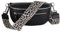 MIRROSI® Damen Bauchtasche Umhängetasche 27x14,5x8cm Damen, Made in Italy, aus Echtleder Tasche Echtes Leder, Brusttasche, Crossbody Bag,Bohemian Style (1 Tasche 2 Gurte) (Schwarz Leopard)