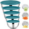 HaWare Rührschüssel 5er Set, Edelstahl Schüssel Salatschüssel Set mit Luftdichtem Deckel & 3 Reibenaufsätzen zum Kochen Backen, 4,6L/2,8L/1,6L/1,2L/0,7L, Stapelbar & Spülmaschinenfest, Blau