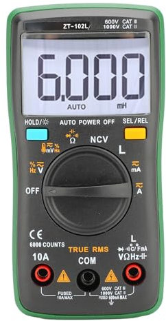 Digitalmultimeter mit NCV-Funktion, Hochgenaues Spannungs-, Strom-, Induktivitäts-, Kapazitäts- und WiderstandstesterMessgerät mit Hintergrundbeleuchtetem Bildschirm