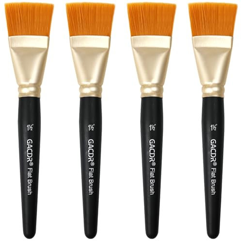 1 1/2 inch Flat Paint Brushes for Acrylic Painting,4 Pieces 38mm Large Craft Basecoating PaintBrushes with Wooden Handle for Acrylic, Oil, Body, Facial mask Brushes