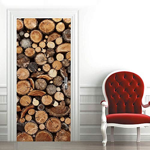 Tür Bekleben mit Türtapete Selbstklebend Türposter 3D Effekt Türaufkleber Fototapete Tür verschönern mit Türfolie Abziehen und Aufkleben Tür Sticker 100x200 cm Holz