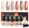 Modelones Nail Polish Set - 6 Colors: Milky White, Brown, Nude, Glitter, Orange - Quick Dry, DIY Home Salon Kit for Women