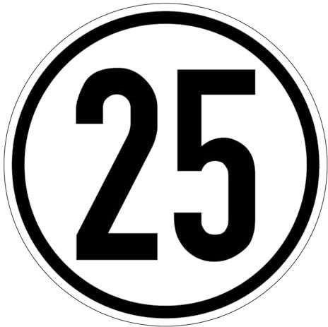Geschwindigkeitsaufkleber Foliem Aufkleber km/h Geschwindigkeitsschild Ø20 cm (25 km/h)