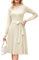 Arach&Cloz Strickkleid Damen Herbst Midi Plissee Langarm Winterkleider Rundhals Casual Herbstkleid Pulloverkleid
