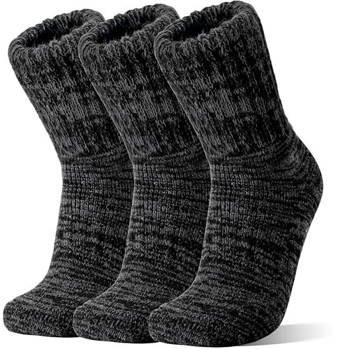Sandsuced Merino Wool Boot Socks Thermal Warm Thick Winter Cosy Hiking Walking Work Socks for Women Men 3 Pairs