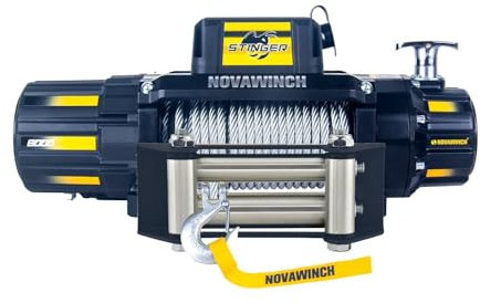 NovaWinch STINGER 8000 Elektrische Seilwinde 12V - 3600kg / 8000 lbs - Motorwinde 4200W mit Kupfermotor - Offroad 4x4, Bootsanhänger oder Anhänger - 29m Stahlseil mit Haken