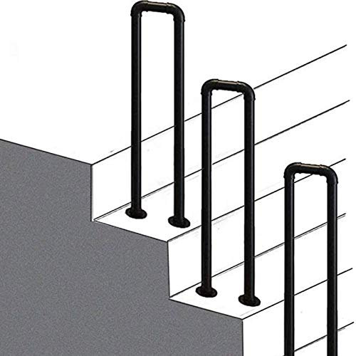 BOKNI Vintage-Handlauf für Zementbetonstufen und Holzstufen – Treppengeländer aus Schmiedeeisen für Außentreppen im Freien – Handlauflatte für 1 Stufe (Größe: 75 cm (2,5 Fuß))