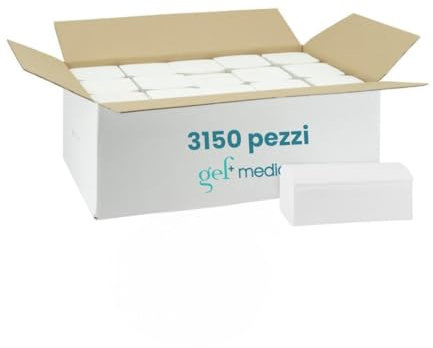 Gef Medica - Asciugamani Monouso in Pura Cellulosa, 2 Veli, Piegati a V - 3000 Pezzi (15 Confezioni da 200) - Super Assorbenti, Morbidi, Compatibili con Dispenser - Made in Italy