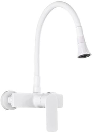 Grifo Cocina Pared Monomando 2 Modos Agua Fría y Caliente Latón Grifo Pared Cocina-Blanco