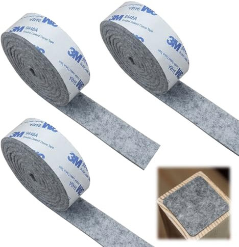 QIBZI Feltrini per gambe di mobili, 3 Feltro Adesivo Rotolo,Ultra Sottile Anti-Sudore Manica,Feltro Adesivo con Adesione 100X2 cm