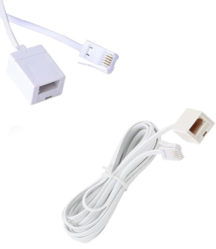 Zguziji Cavo di prolunga piatto da BT a BT a 4 fili bianco per telefono domestico (EX-2)