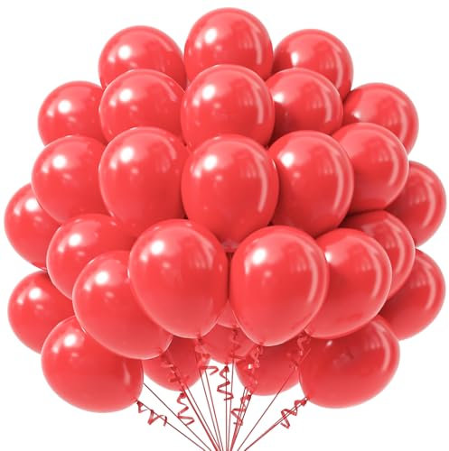 KOBOKO Luftballons Rot, 100 Stück 10 Zoll Rote Luftballons Geburtstag, Rote Ballons Geburtstag, Geburtstagsdeko Rot Helium Ballons, Luftballon Girlande für Hochzeit Verlobung Valentinstag Karneval