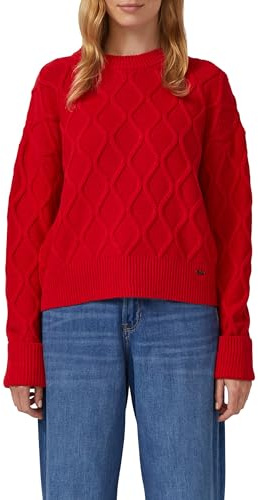 s.Oliver Damen Strickpullover – Relaxed Fit, Zopfmuster, Langarm