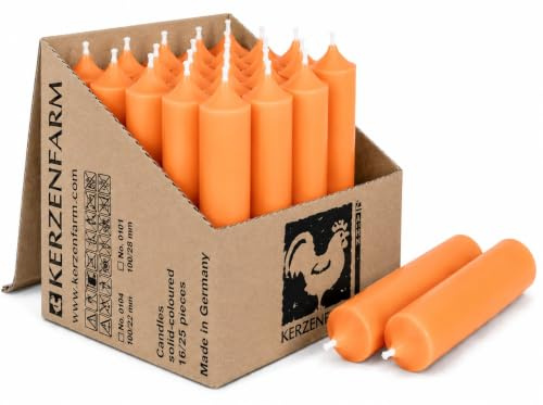 Kurze Stabkerzen Tafelkerzen durchgehend gefärbt Spitzkerzen für die Tisch-Deko zur Hochzeit Weihnachten & Party (25, Apricot)