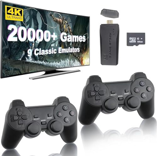 EleBikk Retro Spielekonsole, Retro Gaming Stick, Retro Konsole Spielkonsole Videospielkonsole M8 64G 4K HDMI-Ausgang, 20000+ Spiele, 2.4G Wireless Game Controller, TV Videospielmaschine Spielzeug