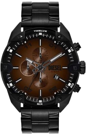 Diesel Spiked Herren 49MM Schwarze Edelstahl Uhr, DZ4691