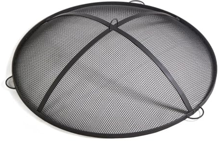 MR. DEKO Funkenfang Ø 59 cm rund | Stabiler Funkenschutz für Feuerschale und Feuertopf | schwarzer Stahl 3,5 kg hitzebeständig | reduziert Funkenflug Glut Asche | Zubehör Feuerstelle